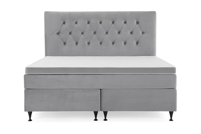 Royal Velvet Komplett Sengpakke 180x200 cm - Lysegrå med Sorte Lave Ben - Møbler - Senge - Komplet sengepakke