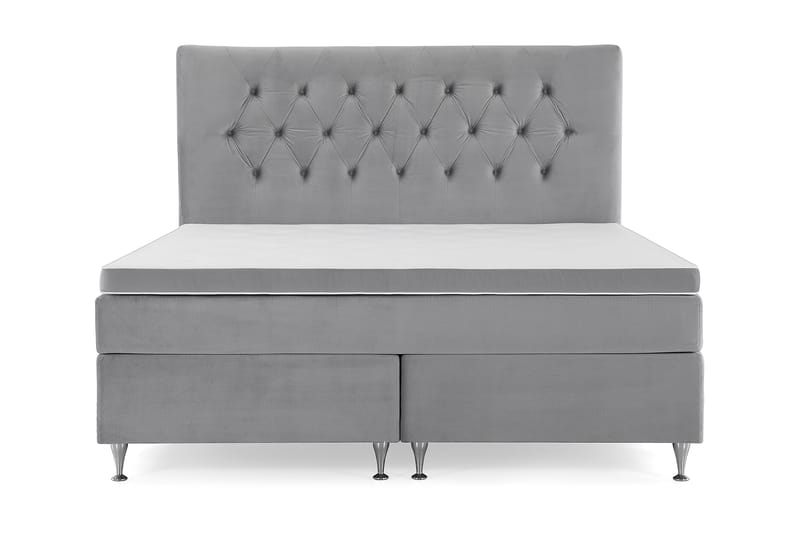 Royal Velvet Komplett Sengpakke 180x200 cm - Lysegrå Velour/Lave Sølvben - Møbler - Senge - Komplet sengepakke