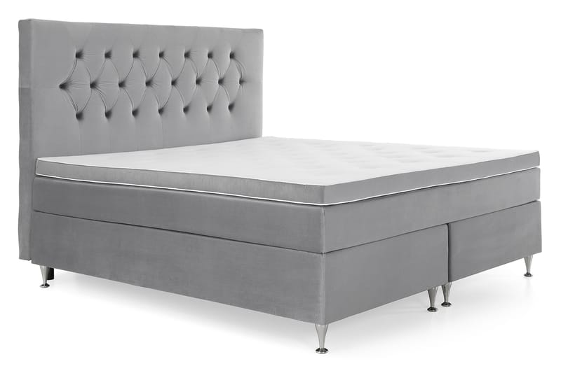 Royal Velvet Komplett Sengpakke 180x200 cm - Lysegrå Velour/Lave Sølvben - Møbler - Senge - Komplet sengepakke