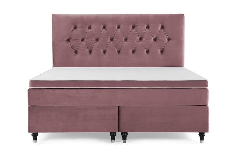 Royal Velvet Komplett Sengpakke 180x200 cm - Lyserød med Formede ben - Møbler - Senge - Kontinentalsenge