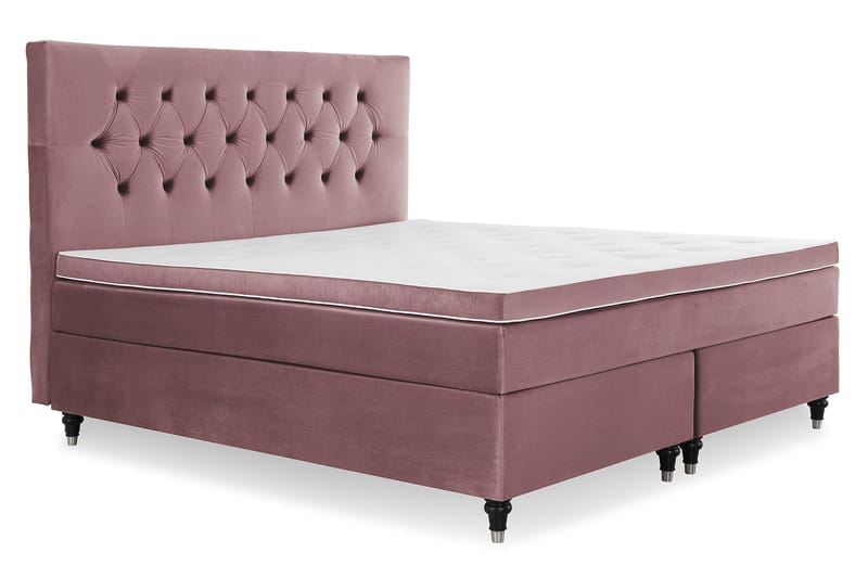 Royal Velvet Komplett Sengpakke 180x200 cm - Lyserød med Formede ben - Møbler - Senge - Kontinentalsenge