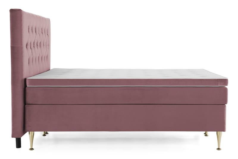 Royal Velvet Komplett Sengpakke 180x200 cm - Lyserød med Høje Guldben - Møbler - Senge - Kontinentalsenge