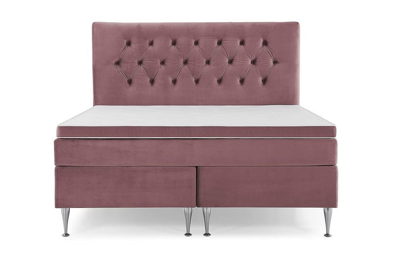Royal Velvet Komplett Sengpakke 180x200 cm - Lyserød med Høje Sølvben - Møbler - Senge - Kontinentalsenge