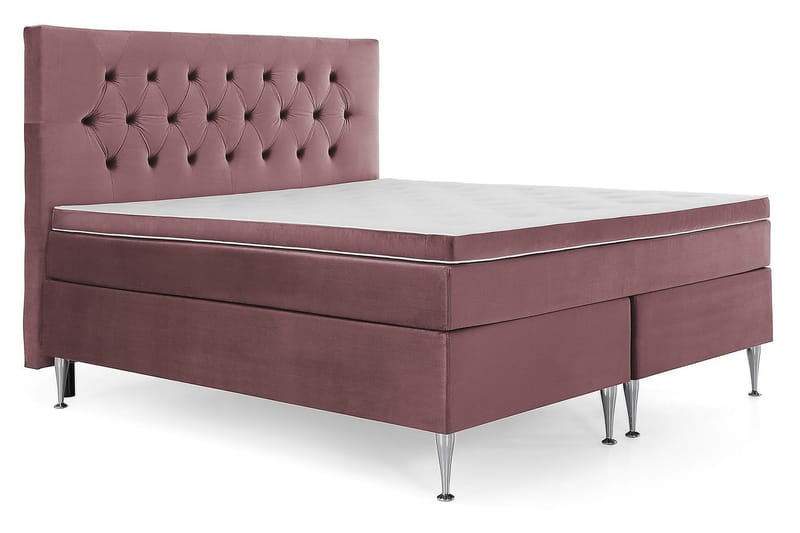 Royal Velvet Komplett Sengpakke 180x200 cm - Lyserød med Høje Sølvben - Møbler - Senge - Kontinentalsenge