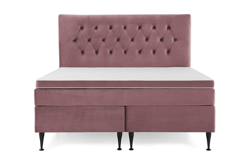 Royal Velvet Komplett Sengpakke 180x200 cm - Lyserød med Høje Sorte Ben - Møbler - Senge - Kontinentalsenge
