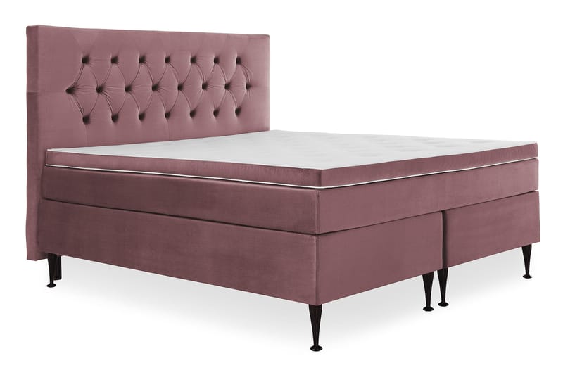 Royal Velvet Komplett Sengpakke 180x200 cm - Lyserød med Høje Sorte Ben - Møbler - Senge - Kontinentalsenge