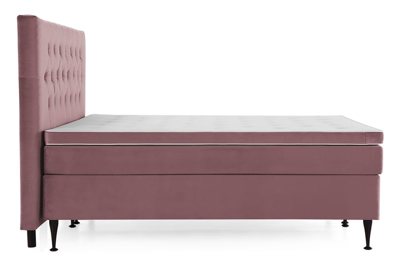 Royal Velvet Komplett Sengpakke 180x200 cm - Lyserød med Høje Sorte Ben - Møbler - Senge - Kontinentalsenge