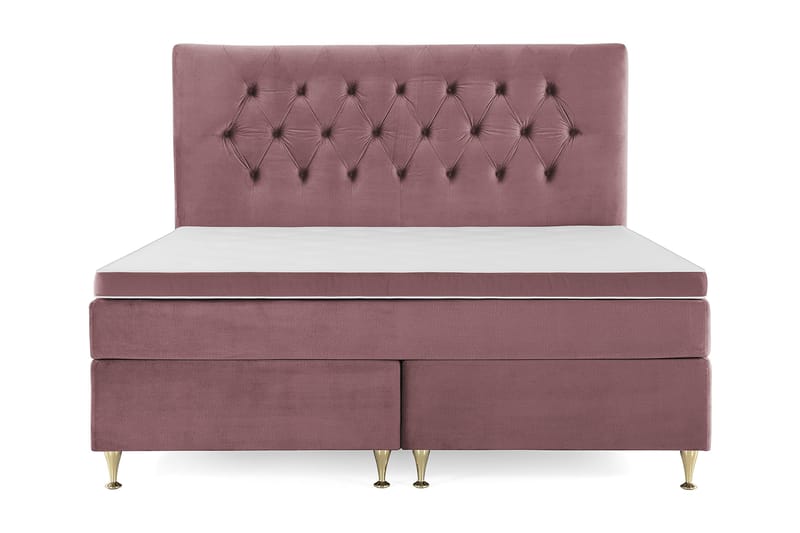 Royal Velvet Komplett Sengpakke 180x200 cm - Lyserød med Lave Guldben - Møbler - Senge - Komplet sengepakke