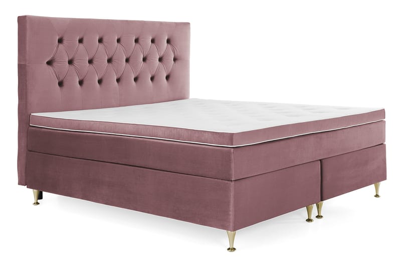 Royal Velvet Komplett Sengpakke 180x200 cm - Lyserød med Lave Guldben - Møbler - Senge - Komplet sengepakke