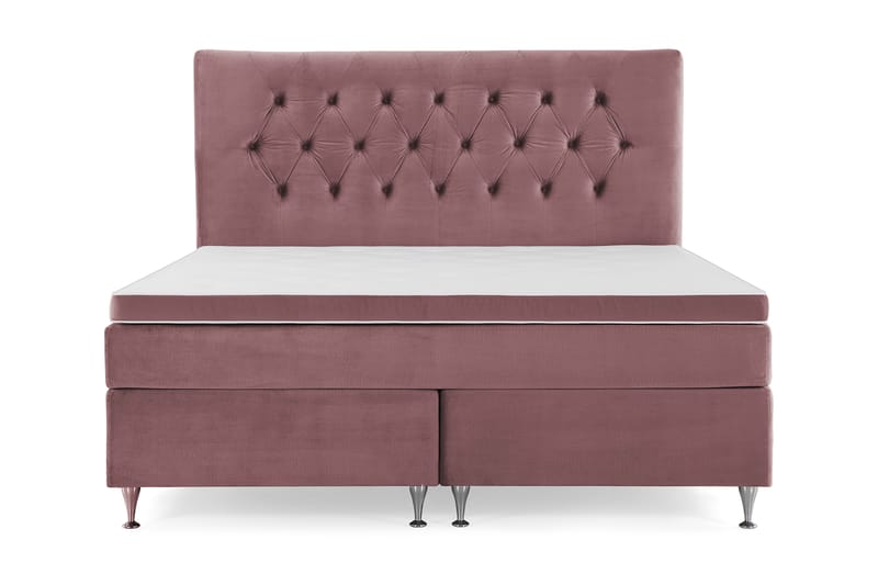 Royal Velvet Komplett Sengpakke 180x200 cm - Lyserød med Lave Sølvben - Møbler - Senge - Kontinentalsenge