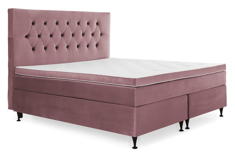 Royal Velvet Komplett Sengpakke 180x200 cm - Lyserød med Lave Sorte Ben - Møbler - Senge - Kontinentalsenge