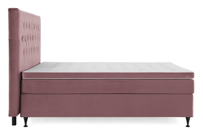 Royal Velvet Komplett Sengpakke 180x200 cm - Lyserød med Lave Sorte Ben - Møbler - Senge - Kontinentalsenge