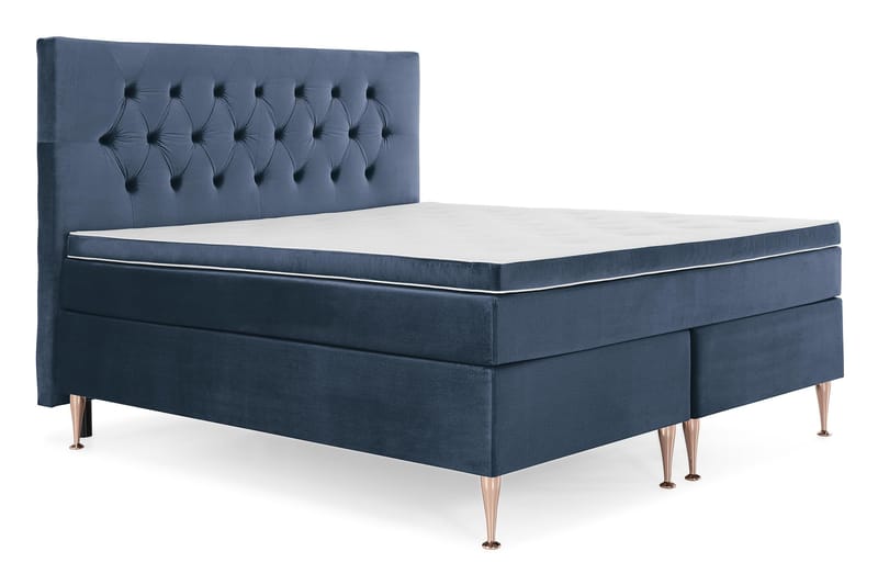 Royal Velvet Komplett Sengpakke 180x200 cm - Mørkeblå med Høje Rosében - Møbler - Senge - Kontinentalsenge