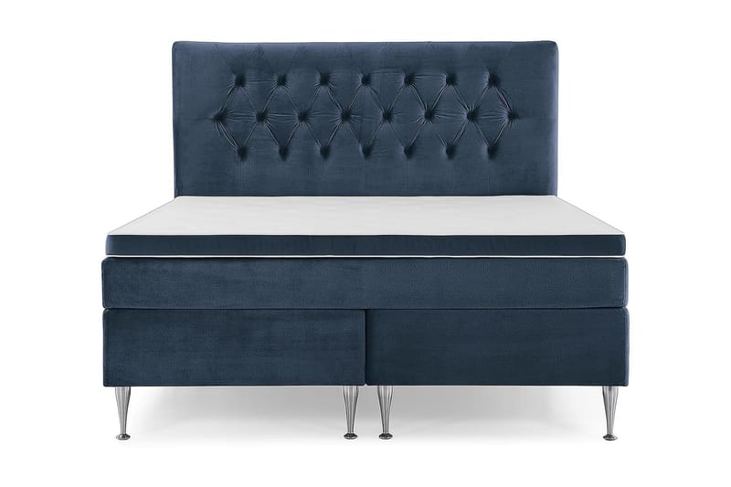 Royal Velvet Komplett Sengpakke 180x200 cm - Mørkeblå med Høje Sølvben - Møbler - Senge - Kontinentalsenge