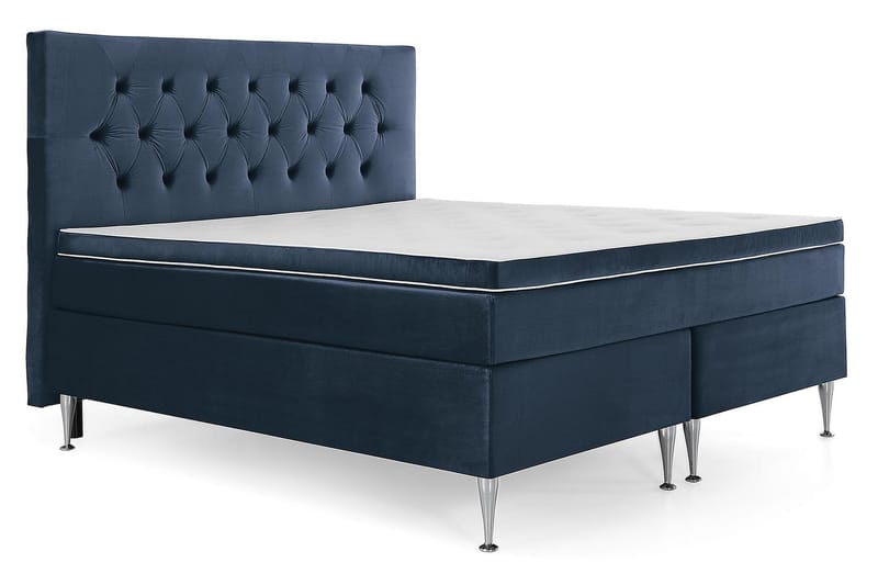 Royal Velvet Komplett Sengpakke 180x200 cm - Mørkeblå med Høje Sølvben - Møbler - Senge - Kontinentalsenge