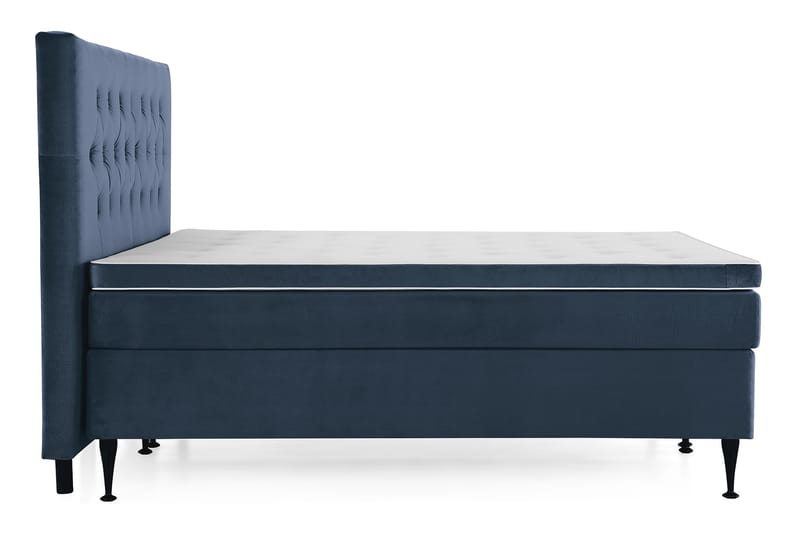 Royal Velvet Komplett Sengpakke 180x200 cm - Mørkeblå med Høje Sorte Ben - Møbler - Senge - Komplet sengepakke