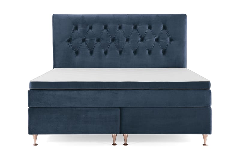 Royal Velvet Komplett Sengpakke 180x200 cm - Mørkeblå med Lave Rosében - Møbler - Senge - Komplet sengepakke