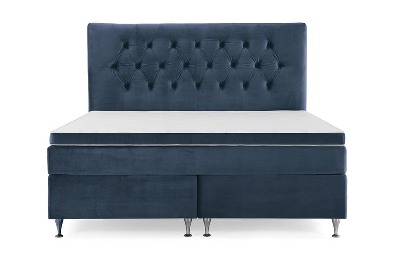 Royal Velvet Komplett Sengpakke 180x200 cm - Mørkeblå med Lave Sølvben - Møbler - Senge - Kontinentalsenge