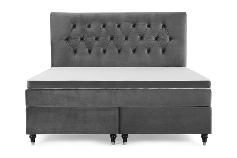 Royal Velvet Komplett Sengpakke 180x200 cm, Mørkegrå med Formede Ben