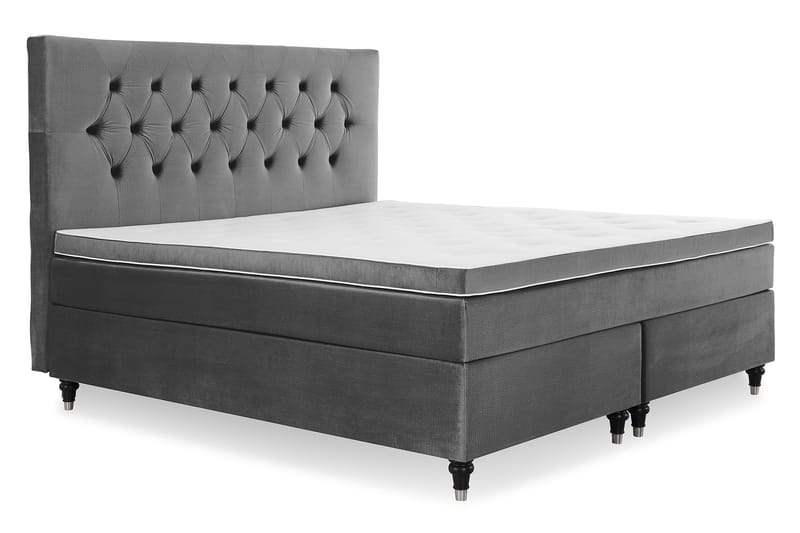 Royal Velvet Komplett Sengpakke 180x200 cm - Mørkegrå med Formede Ben - Møbler - Senge - Komplet sengepakke