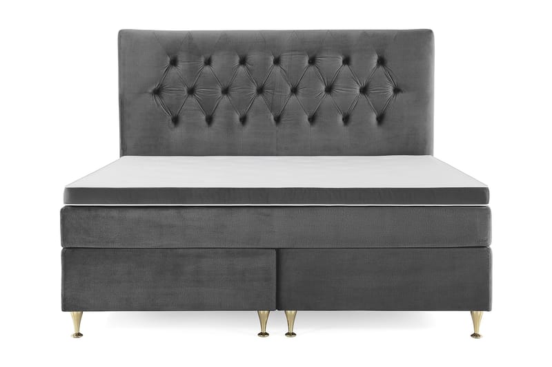 Royal Velvet Komplett Sengpakke 180x200 cm - Mørkegrå med Lave Guldben - Møbler - Senge - Kontinentalsenge
