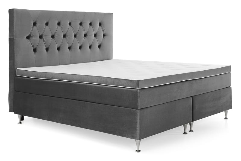 Royal Velvet Komplett Sengpakke 180x200 cm - Mørkegrå med Lave Sølvben - Møbler - Senge - Kontinentalsenge