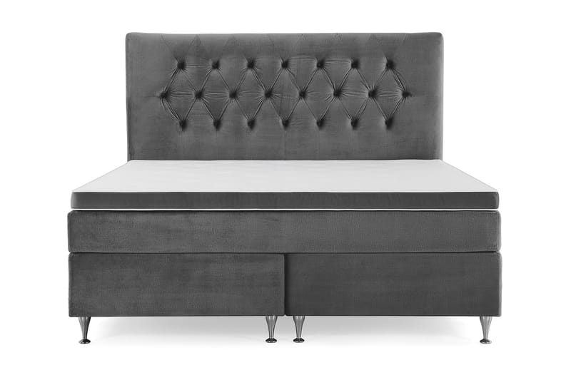 Royal Velvet Komplett Sengpakke 180x200 cm - Mørkegrå med Lave Sølvben - Møbler - Senge - Kontinentalsenge