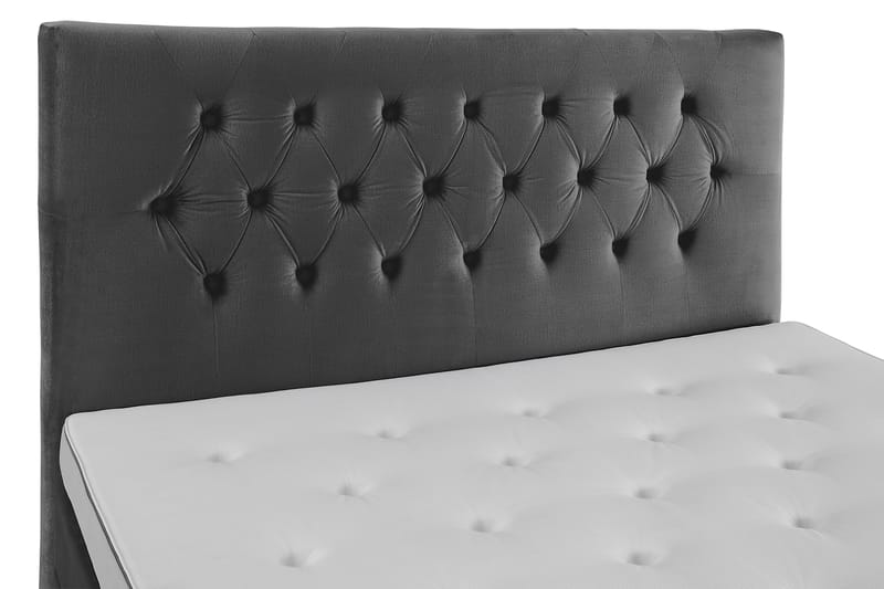 Royal Velvet Komplett Sengpakke 180x200 cm - Mørkegrå med Lave Sorte Ben - Møbler - Senge - Komplet sengepakke
