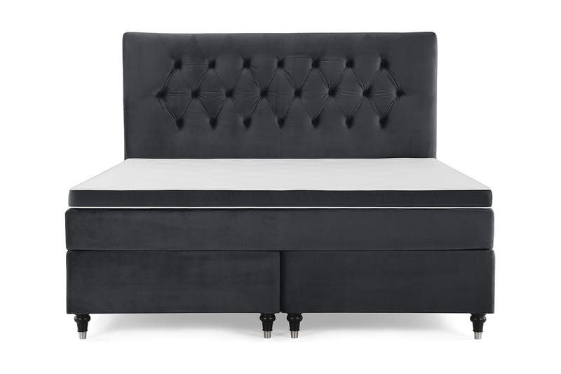 Royal Velvet Komplett Sengpakke 180x200 cm - Sort med Formede Ben - Møbler - Senge - Komplet sengepakke