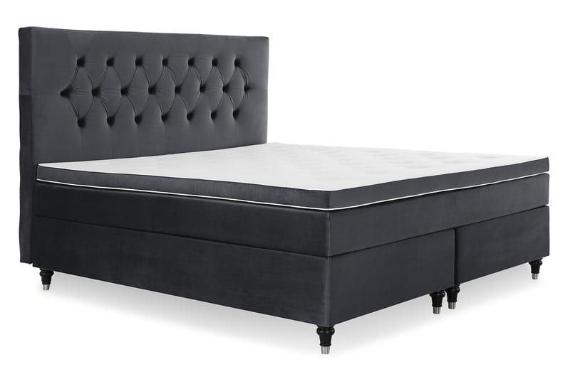 Royal Velvet Komplett Sengpakke 180x200 cm - Sort med Formede Ben - Møbler - Senge - Komplet sengepakke