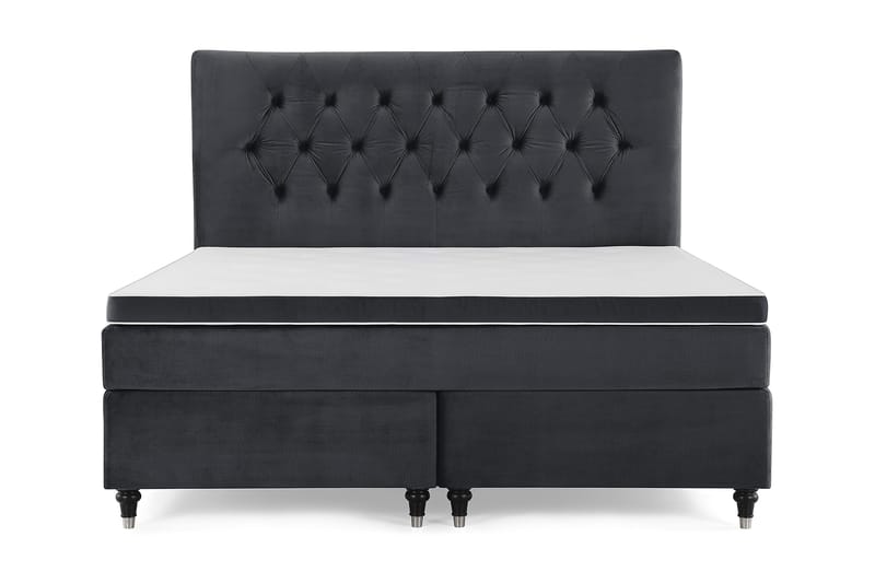 Royal Velvet Komplett Sengpakke 180x200 cm - Sort med Formede Ben - Møbler - Senge - Kontinentalsenge