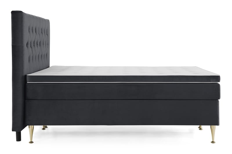 Royal Velvet Komplett Sengpakke 180x200 cm - Sort med Høje Guldben - Møbler - Senge - Kontinentalsenge