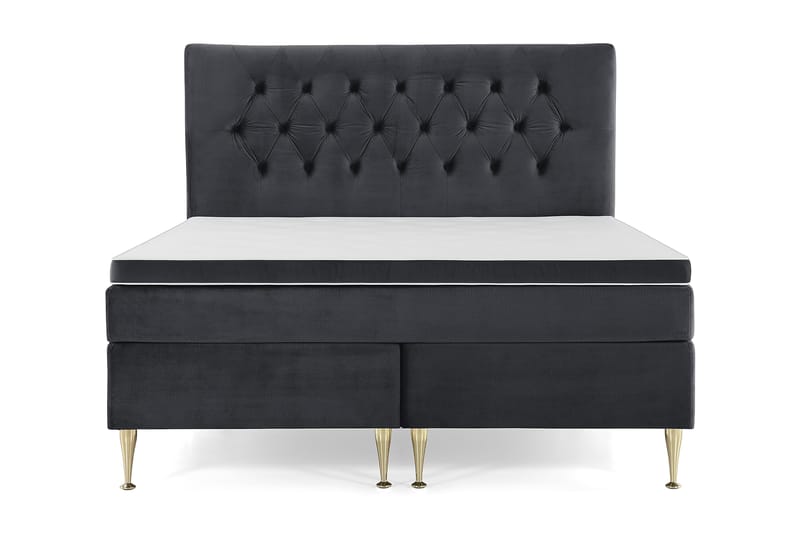 Royal Velvet Komplett Sengpakke 180x200 cm - Sort med Høje Guldben - Møbler - Senge - Kontinentalsenge