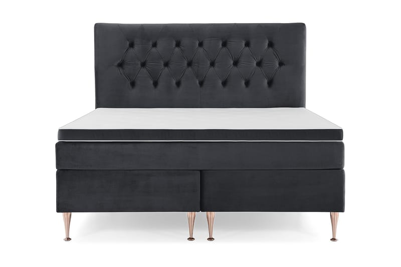 Royal Velvet Komplett Sengpakke 180x200 cm - Sort med Høje Rosében - Møbler - Senge - Kontinentalsenge