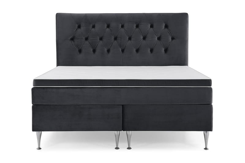 Royal Velvet Komplett Sengpakke 180x200 cm - Sort med Høje Sølvben - Møbler - Senge - Kontinentalsenge
