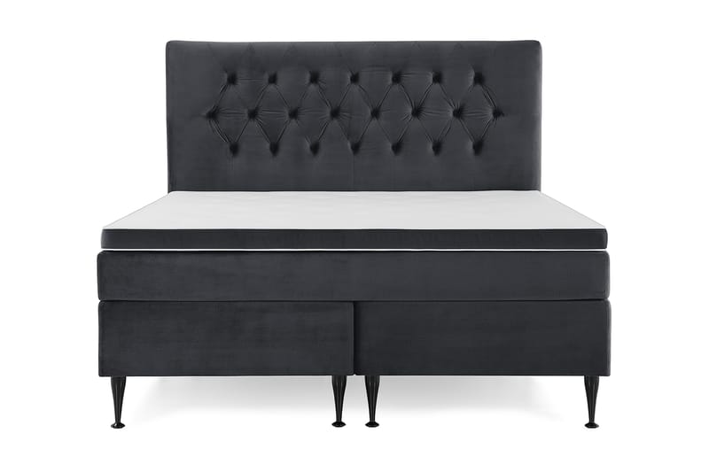 Royal Velvet Komplett Sengpakke 180x200 cm - Sort med Høje Sorte Ben - Møbler - Senge - Kontinentalsenge