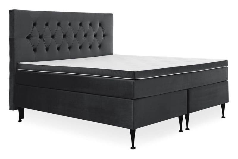 Royal Velvet Komplett Sengpakke 180x200 cm - Sort med Høje Sorte Ben - Møbler - Senge - Kontinentalsenge