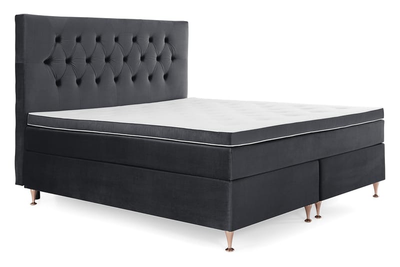 Royal Velvet Komplett Sengpakke 180x200 cm - Sort med Lave Rosében - Møbler - Senge - Kontinentalsenge