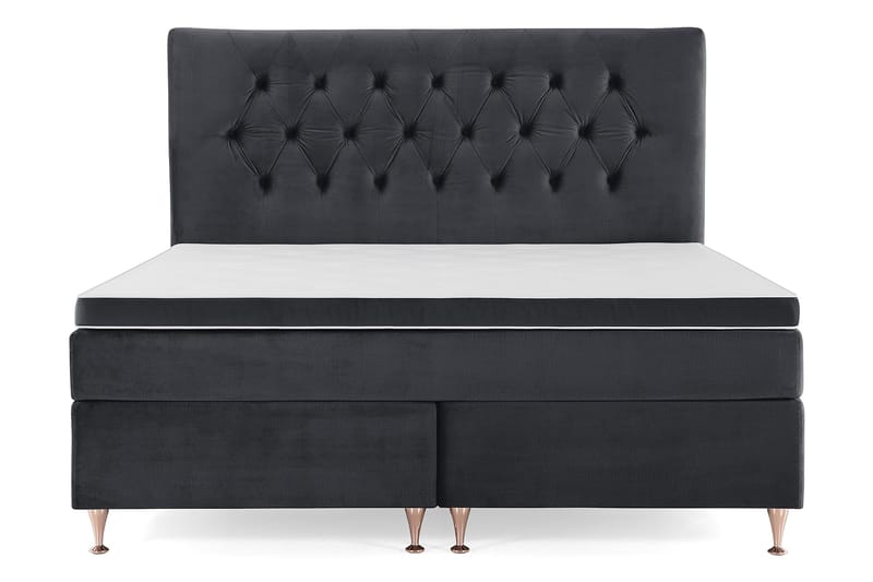 Royal Velvet Komplett Sengpakke 180x200 cm - Sort med Lave Rosében - Møbler - Senge - Kontinentalsenge