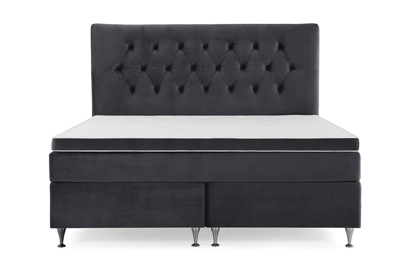 Royal Velvet Komplett Sengpakke 180x200 cm - Sort med Lave Sølvben - Møbler - Senge - Kontinentalsenge
