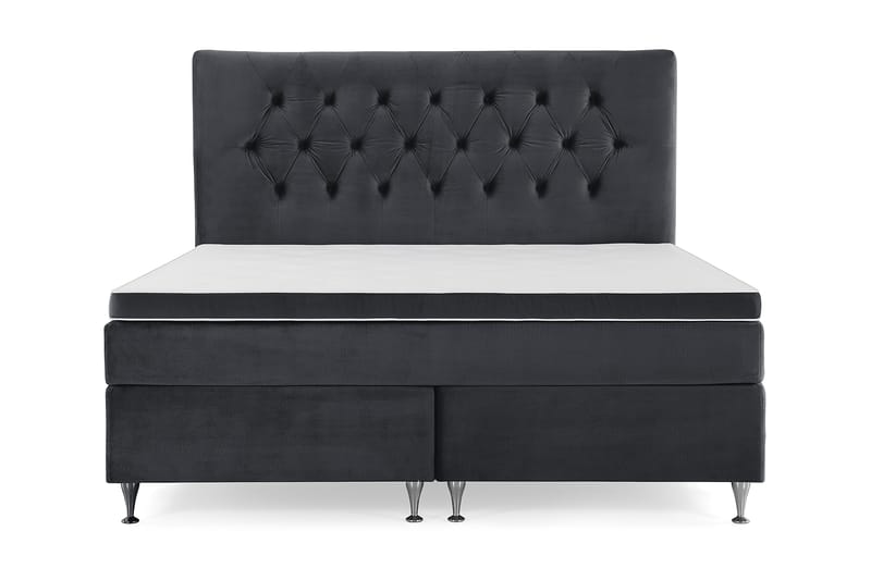 Royal Velvet Komplett Sengpakke 180x200 cm - Sort med Lave Sølvben - Møbler - Senge - Kontinentalsenge