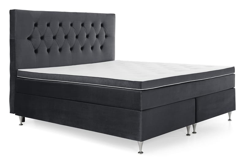 Royal Velvet Komplett Sengpakke 180x200 cm - Sort med Lave Sølvben - Møbler - Senge - Kontinentalsenge