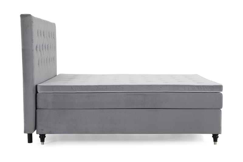 Royal Velvet Komplett Sengpakke 210x210 cm - Lysegrå med Formede Ben - Møbler - Senge - Komplet sengepakke