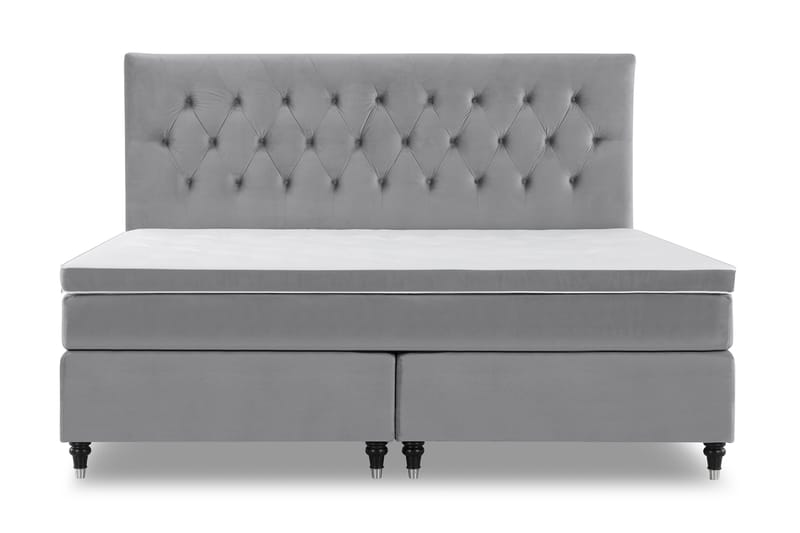 Royal Velvet Komplett Sengpakke 210x210 cm - Lysegrå med Formede Ben - Møbler - Senge - Kontinentalsenge