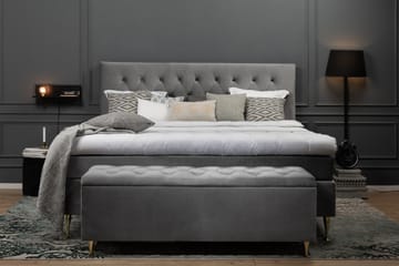 Royal Velvet Komplett Sengpakke 210x210 cm - Lysegrå med Høje Guldben - Møbler - Senge - Komplet sengepakke