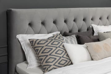 Royal Velvet Komplett Sengpakke 210x210 cm - Lysegrå med Høje Guldben - Møbler - Senge - Komplet sengepakke
