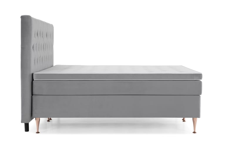 Royal Velvet Komplett Sengpakke 210x210 cm - Lysegrå med Høje Rosében - Møbler - Senge - Komplet sengepakke