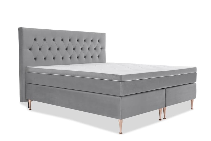 Royal Velvet Komplett Sengpakke 210x210 cm - Lysegrå med Høje Rosében - Møbler - Senge - Komplet sengepakke