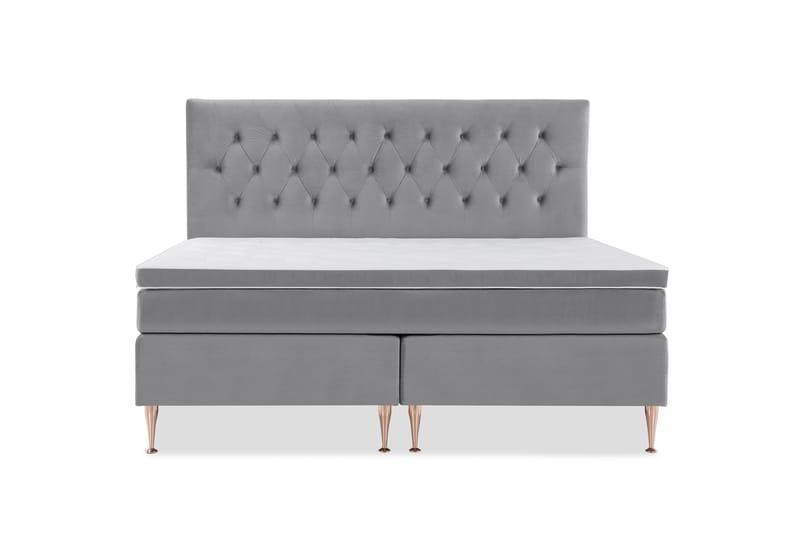 Royal Velvet Komplett Sengpakke 210x210 cm - Lysegrå med Høje Rosében - Møbler - Senge - Komplet sengepakke