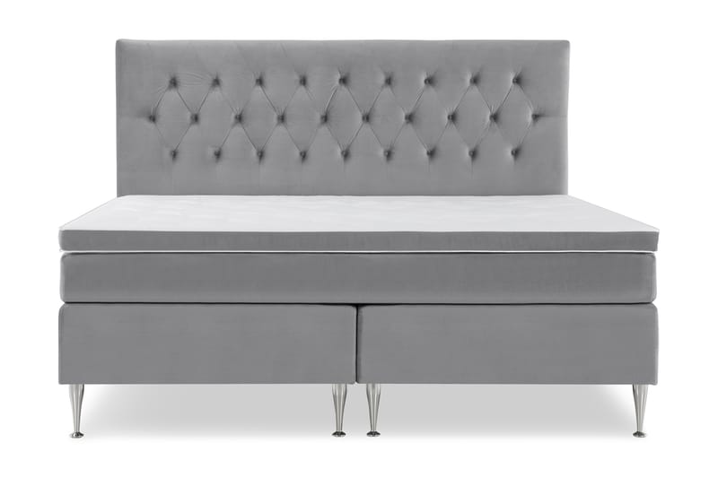 Royal Velvet Komplett Sengpakke 210x210 cm - Lysegrå med Høje Sølvben - Møbler - Senge - Komplet sengepakke